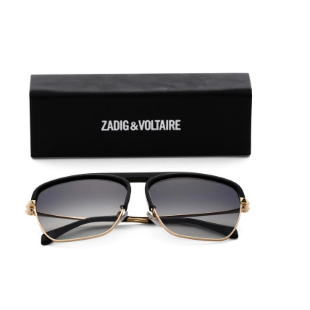 ZADIG & VOLTAIRE Men's UNISEX New Sunglasses Black Gold 60300Y Case SZV321